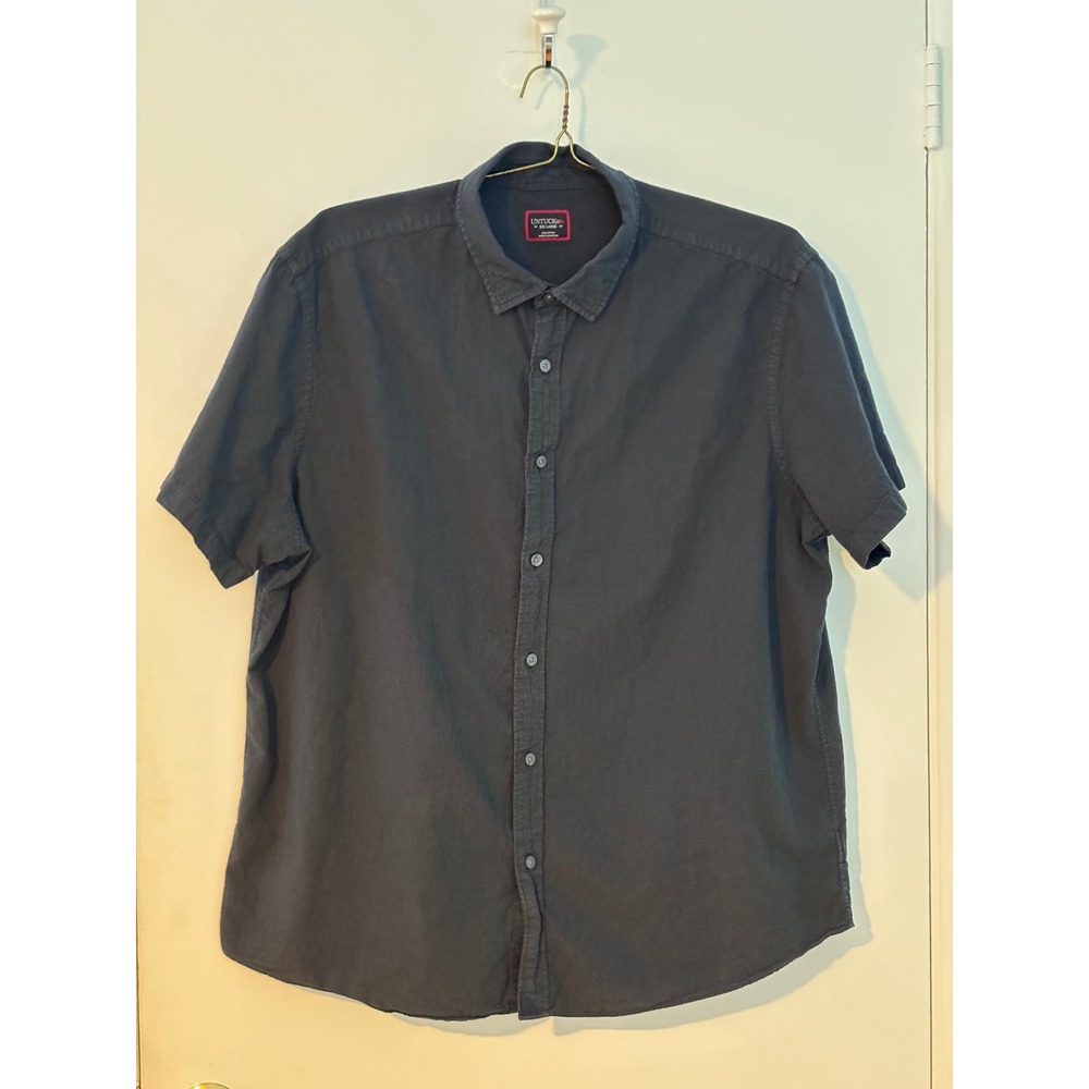 UNTUCKit Pavao Mens XXL Navy Blue Cotton Short Sleeve Button Down Shirt 40662